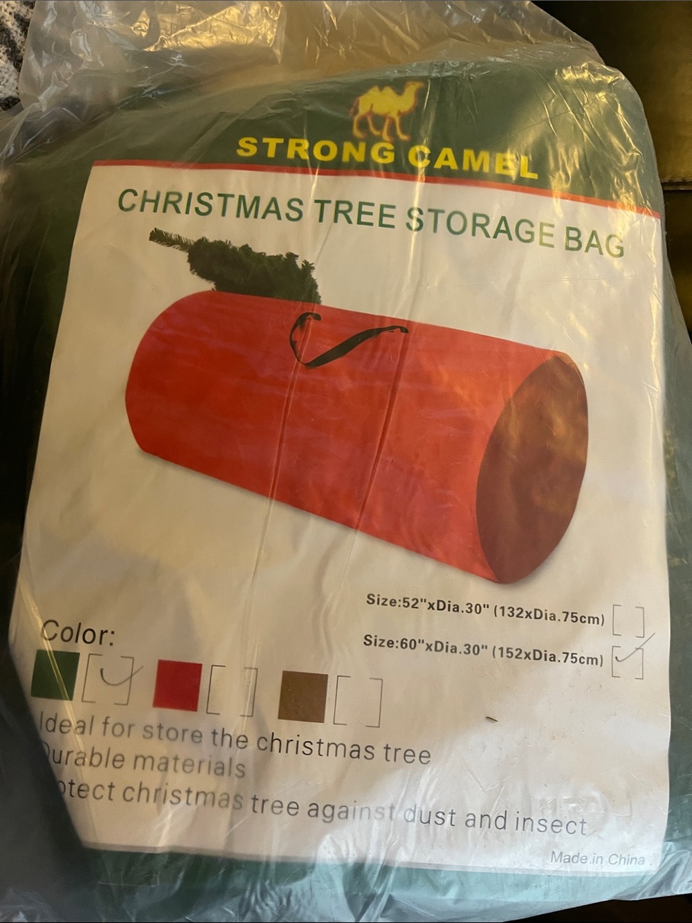 Red Camel Strong Camel Red Christmas Tree Storage Bag